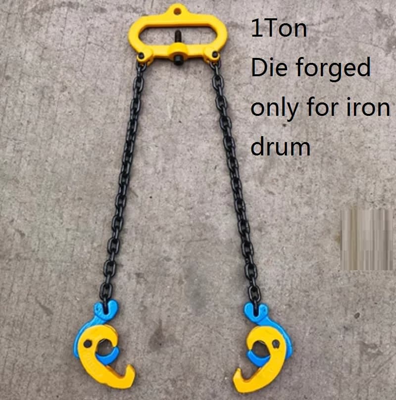 0.5Ton-1Ton die forging Iron oil drum lifter, clamp plastic bucket barrel oil tank can G80 chain sling - Thumbnail 4