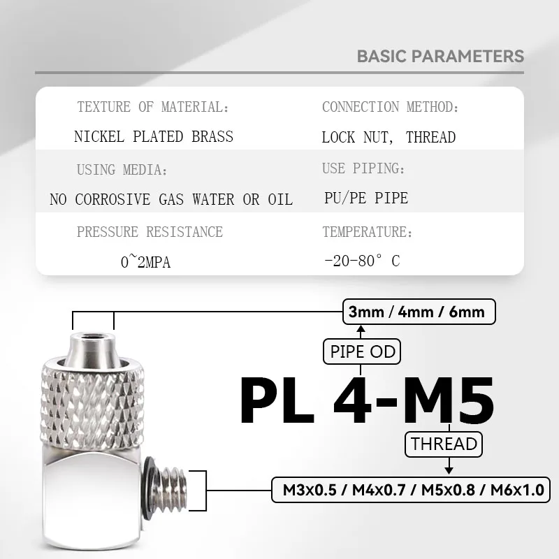 Pneumatic Quick-Connect Fittings Kit | M3-M6 & 1/8 Threads | 3mm-6mm OD Tube - Thumbnail 3