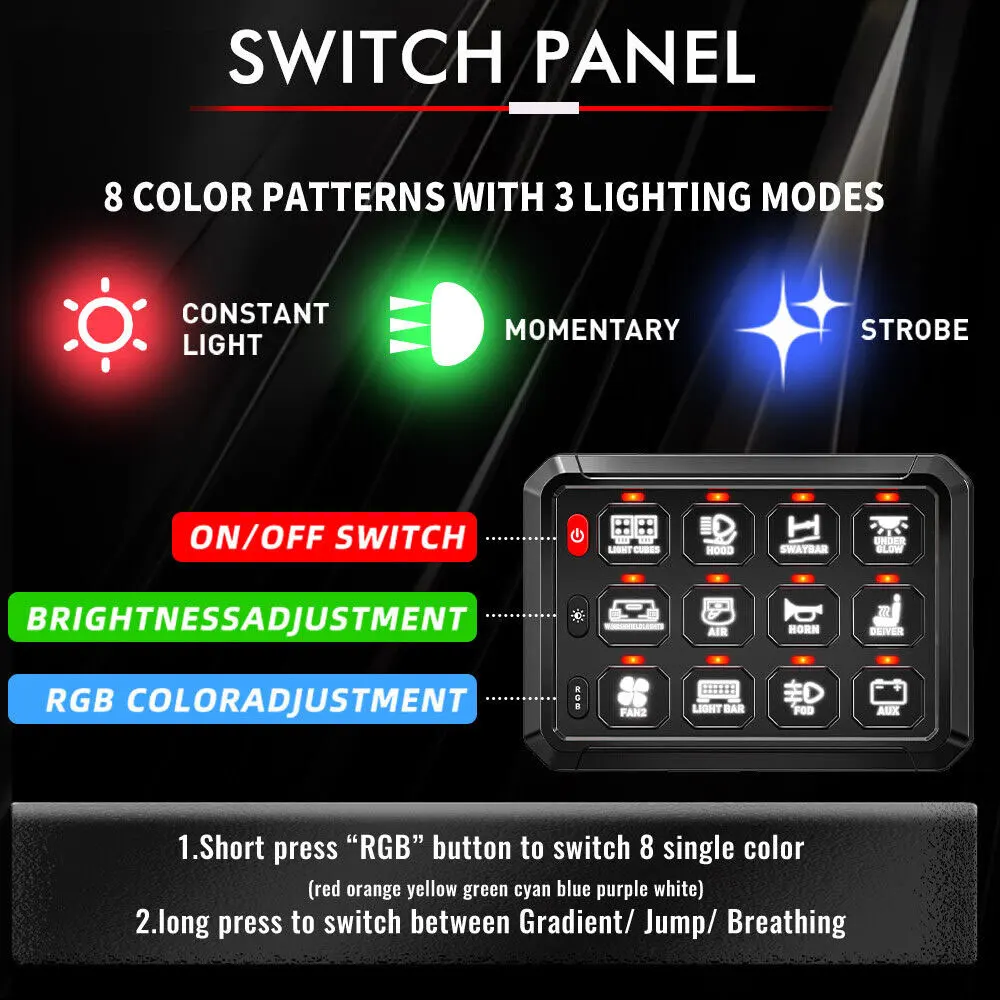 Marine & RV Touch Switch Panel | 12V/24V Relay System | 6-12 Gang Slim Control Box - Thumbnail 3