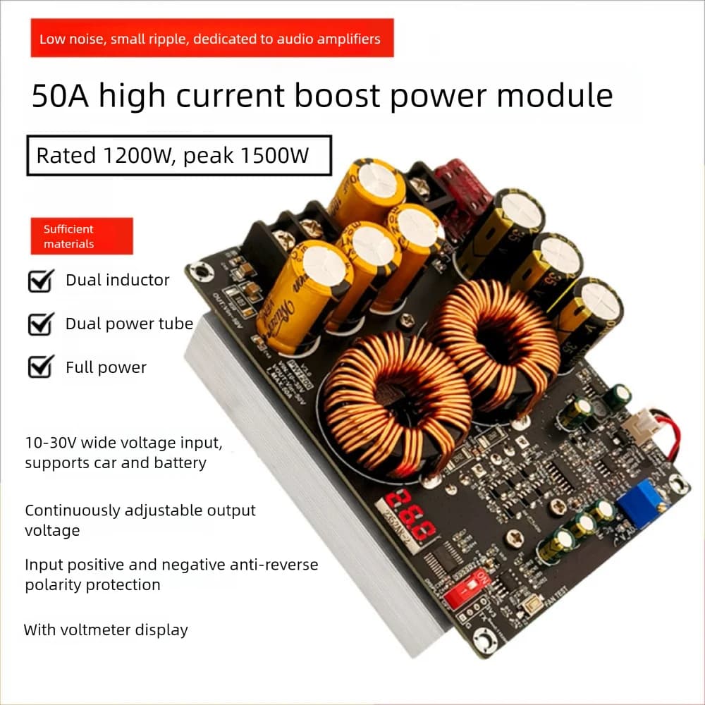 Audio Power Supply | 1200W 50A Boost Module | High-Current Amplifier Board - Thumbnail 2