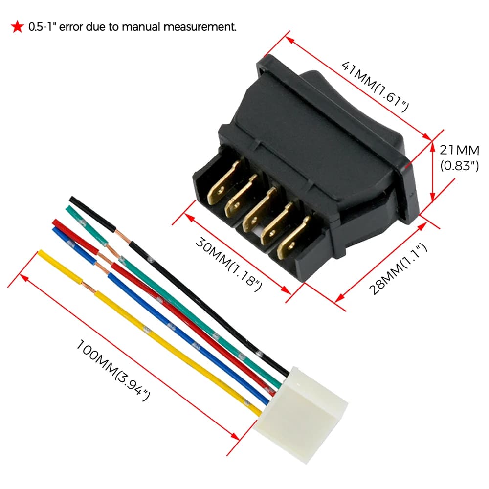 Power Window Switch | 12V 20A 5-Pin | Blue/Red LED Illumination & Wiring Harness - Thumbnail 2