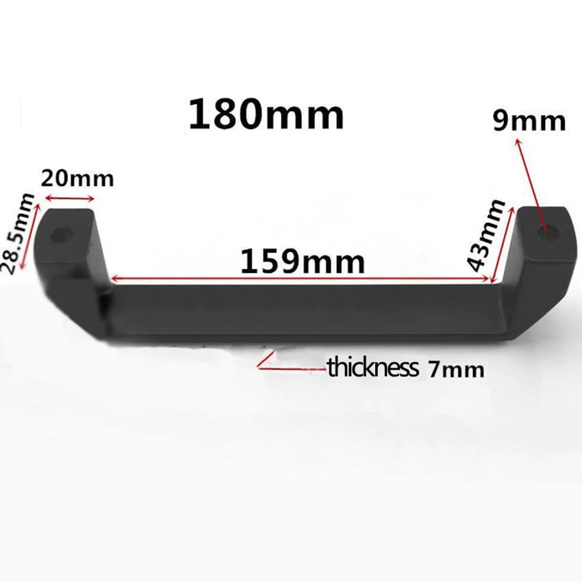 Cabinet Handles & Knobs | 90-180mm Hole Distance | Concise Black Wardrobe Door Hardware - Thumbnail 3