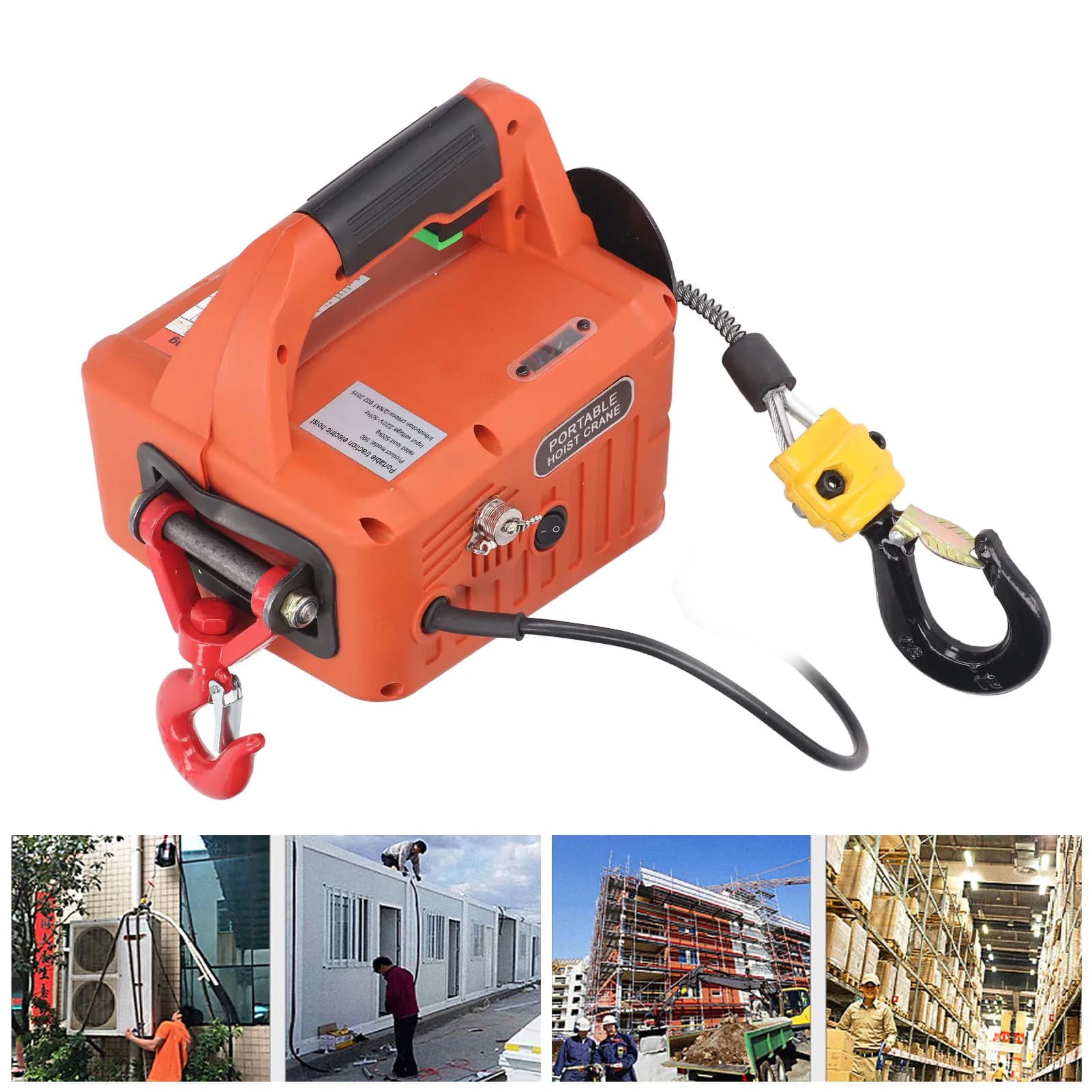 Electric Hoist Portable Power Electric Winch Crane with Remote Control 500KG Capacity 7.6M Maximum Lifting Height 1500W - Thumbnail 3