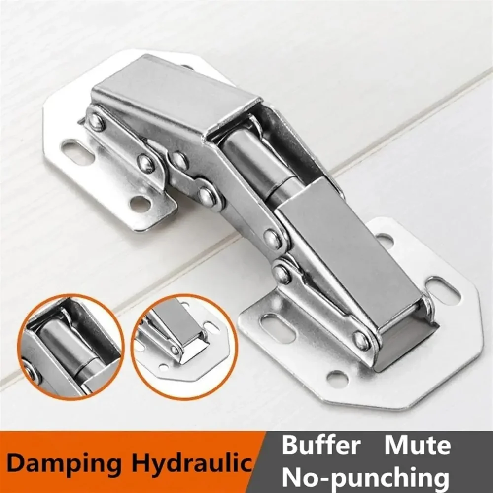 Buffer Cabinet Hinges | No-Drilling Soft Close | 10-Pack 90° Steel Hinges - Thumbnail 2