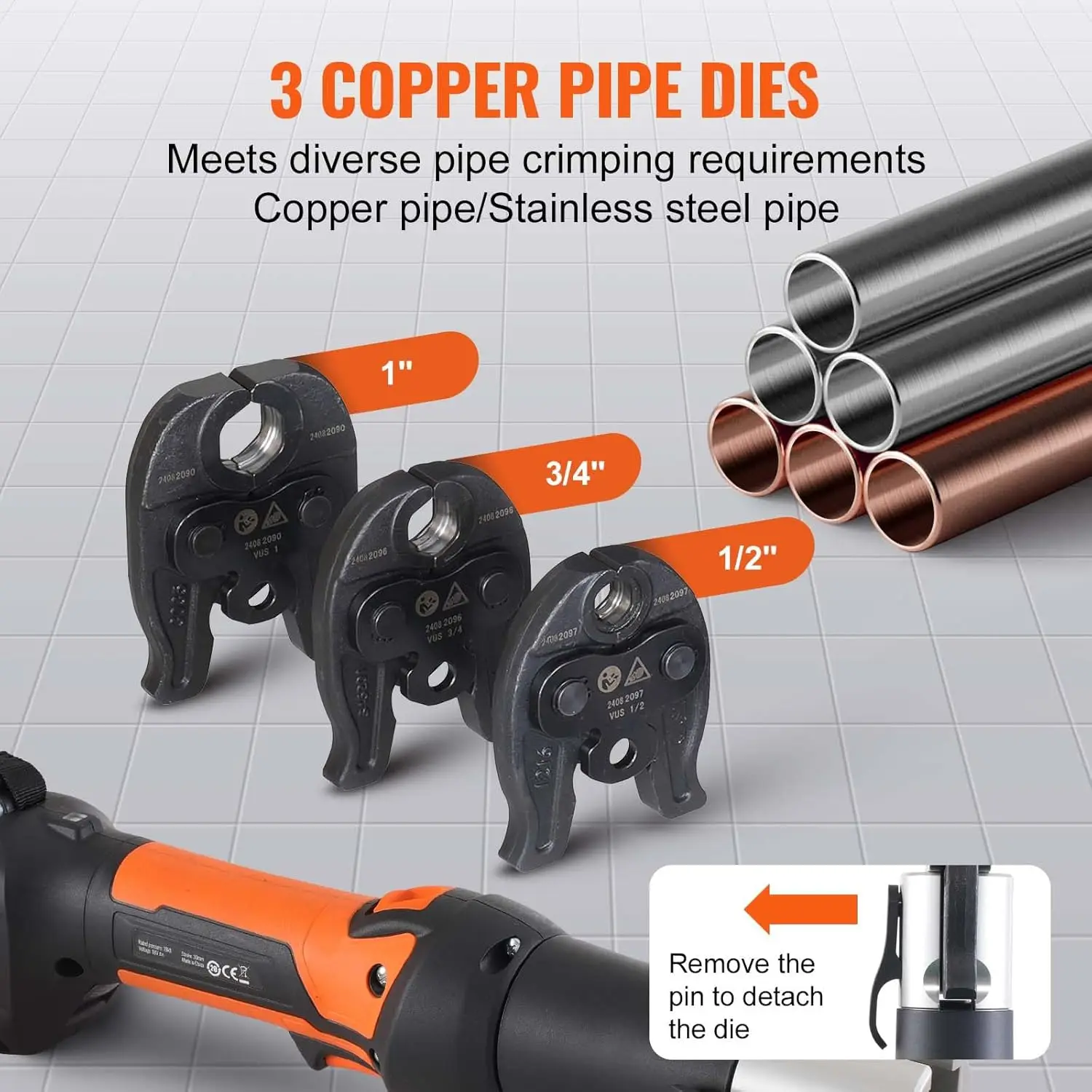 18V Cordless Pipe Crimping Tool | ProPress System for 1/2 Pipes | Heavy-Duty - Thumbnail 3