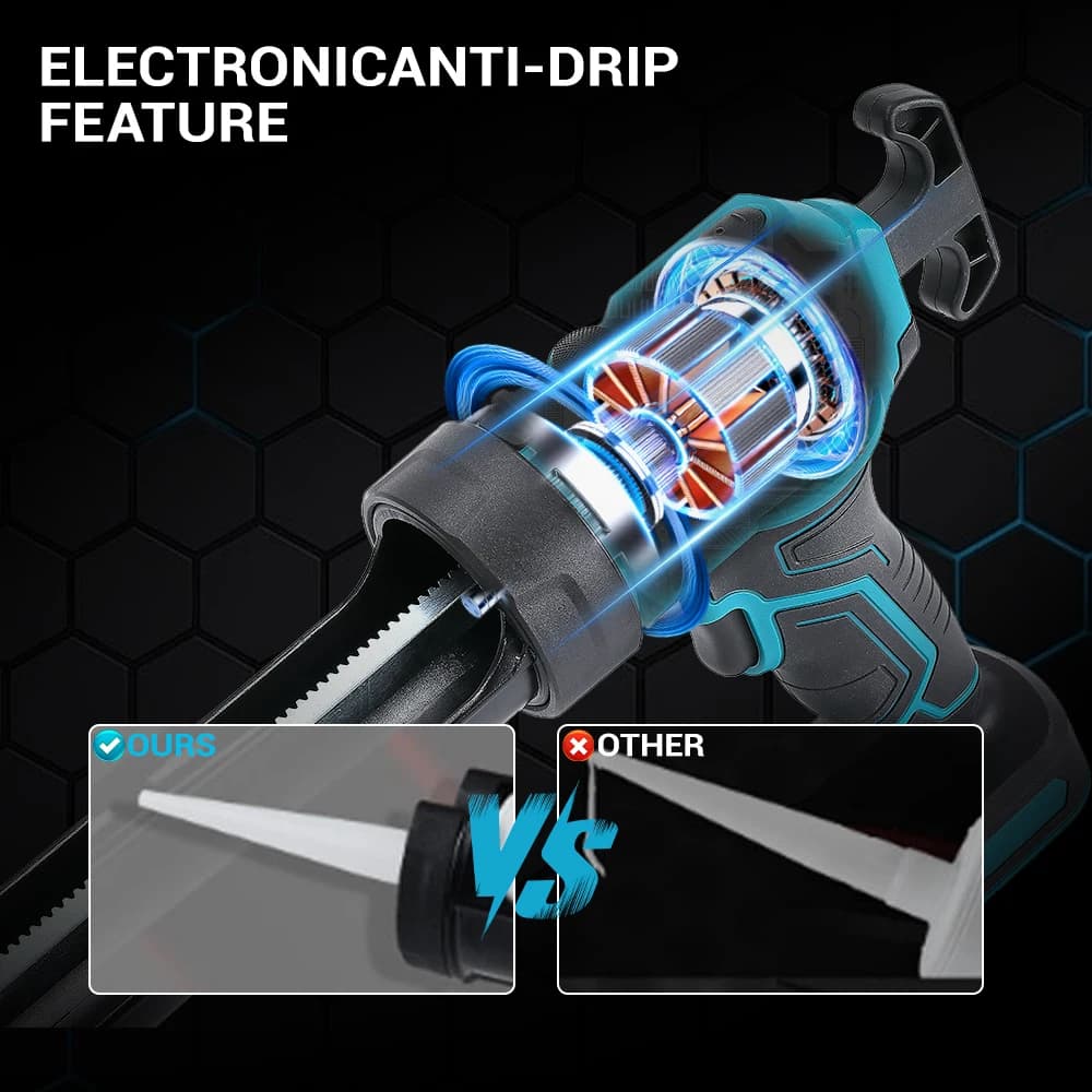 Professional Cordless Caulking Gun | 4-Speed Wireless Sealant Applicator | Compatible with Makita Batteries - Thumbnail 3