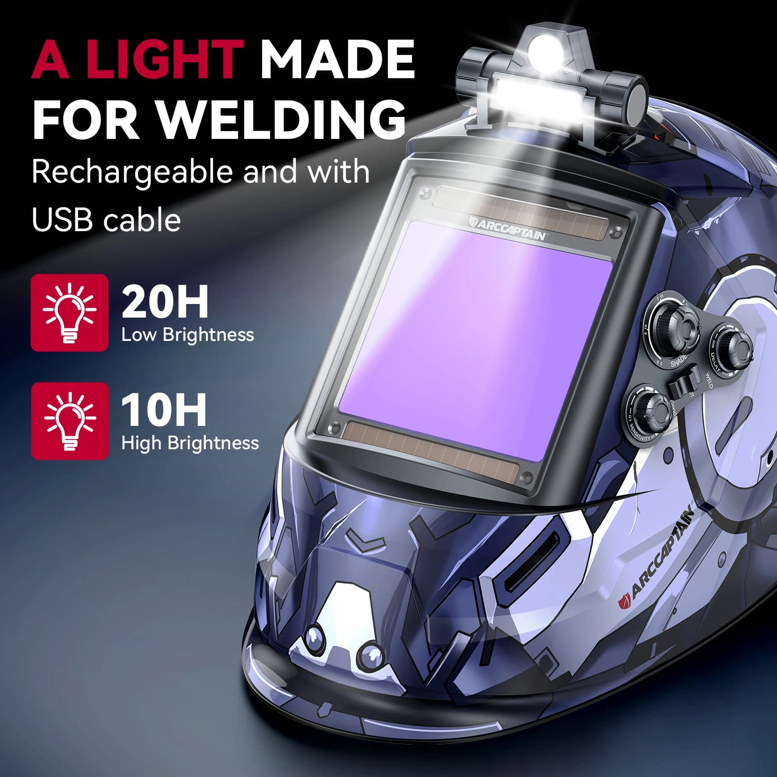 Auto-Darkening Welding Helmet | Large True-Color View | 4-Sensor Arc Detection - Thumbnail 5