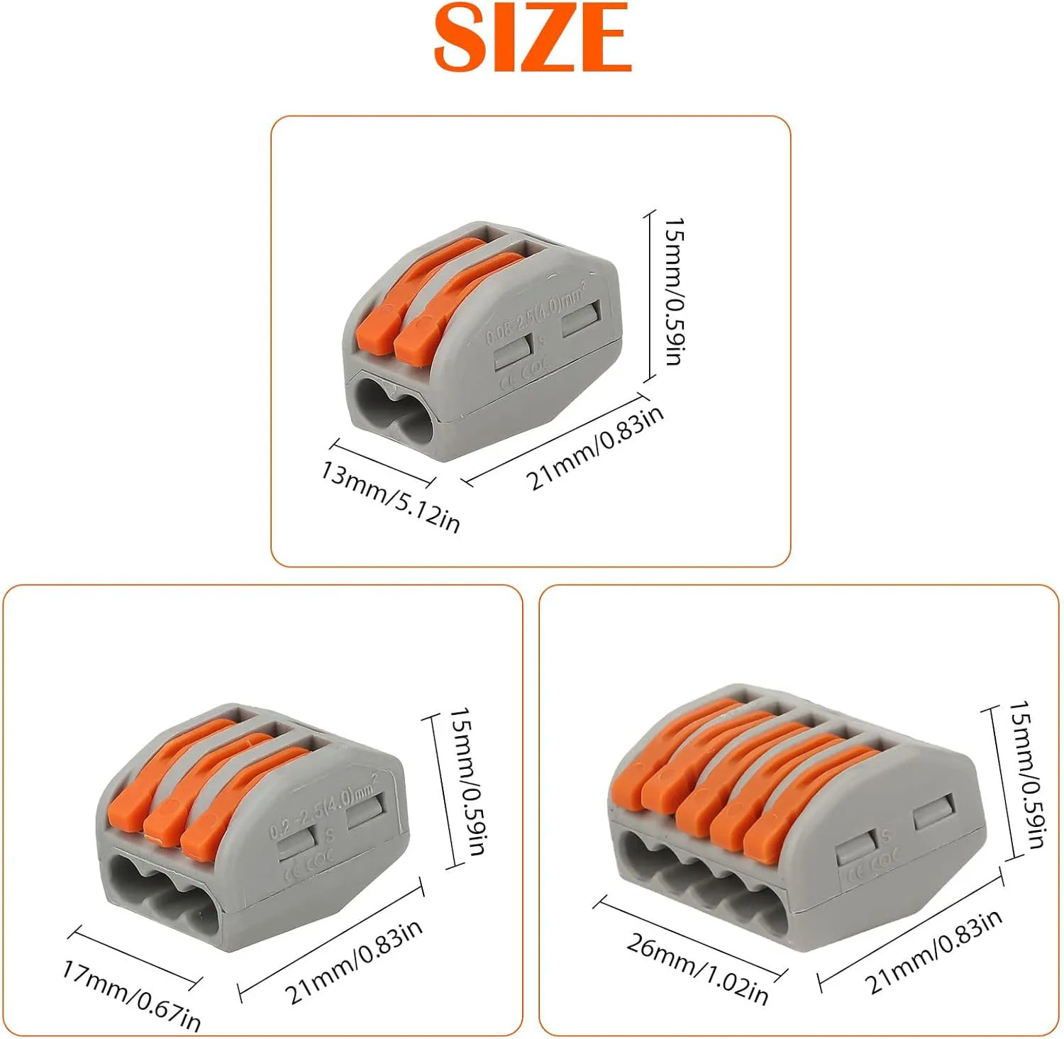 Lever-Acting Wire Connector Kit | 50-Piece Set | 28-12 AWG | Quick-Splice Electrical Terminals - Thumbnail 2