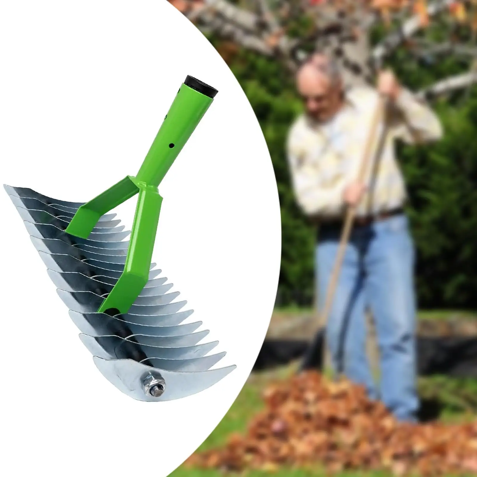 Rake Tool | Professional Dethatching & Leaf Collection | Home Garden Weeding Implement - Thumbnail 2