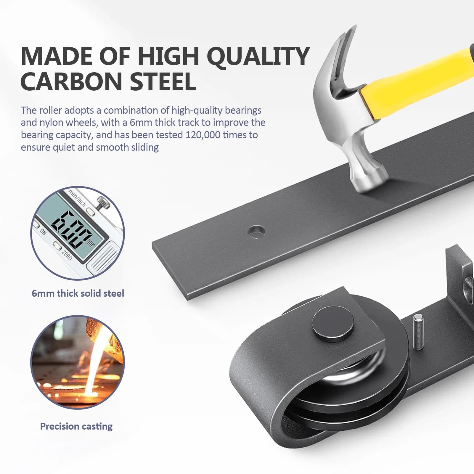 Heavy-Duty Bifold Barn Door Hardware Kit | Smooth Sliding Black Track System for Farmhouse Doors - Thumbnail 3