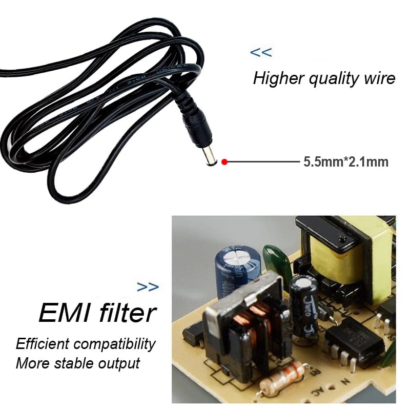 12V 2A Power Adapter | AC 100-240V Input | For Camera, DVR, Router & LED Strips - Thumbnail 4