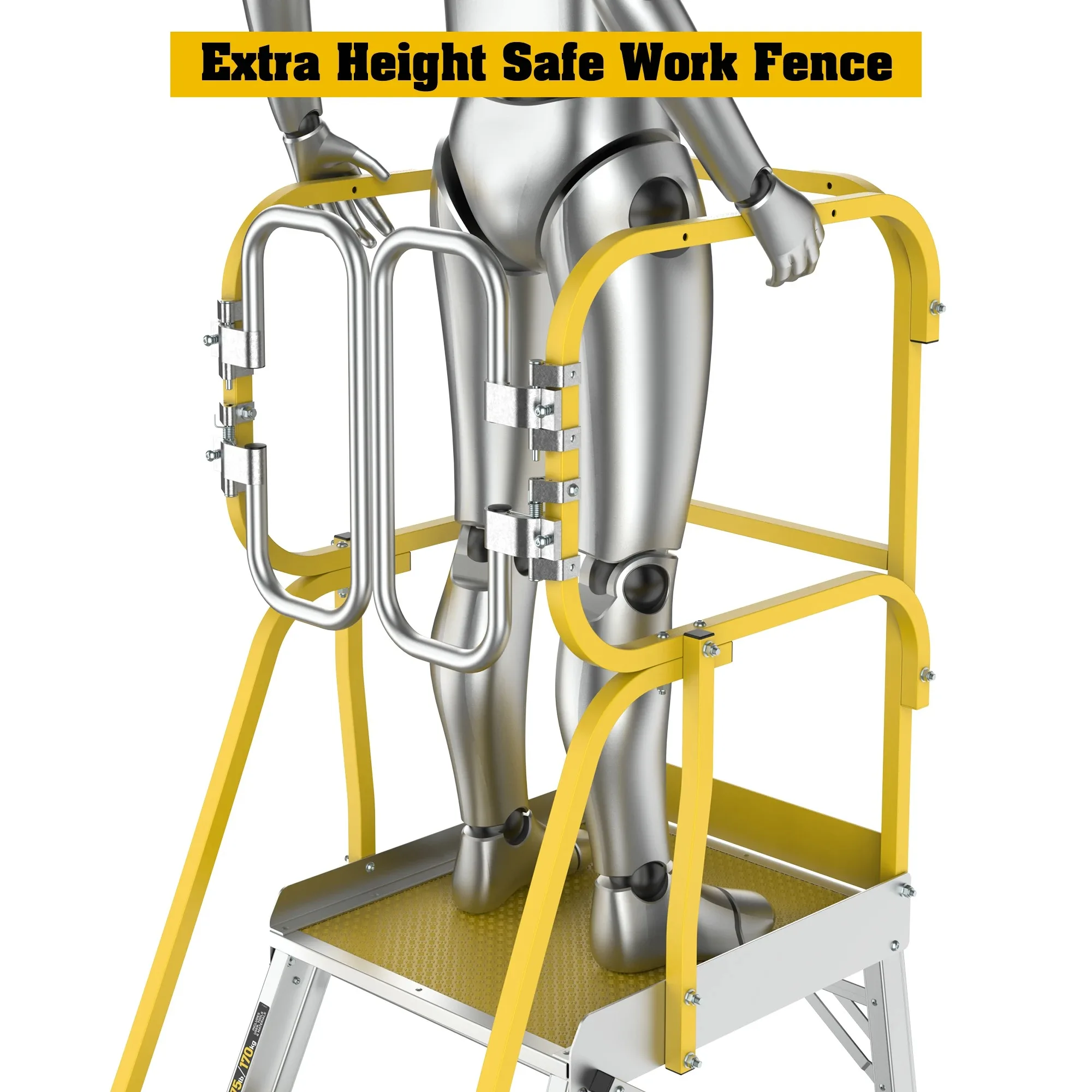 Rolling Platform Ladder | Mobile Work Platform | 170 kg Non-Slip Warehouse Ladder - Thumbnail 3