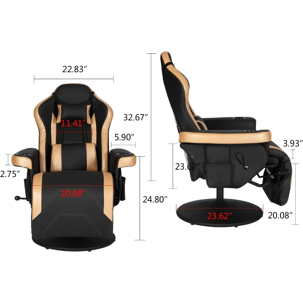 Gaming Recliner Chair | Swivel with Lumbar Support & Headrest | Modern Video Game Lounger - Thumbnail 3