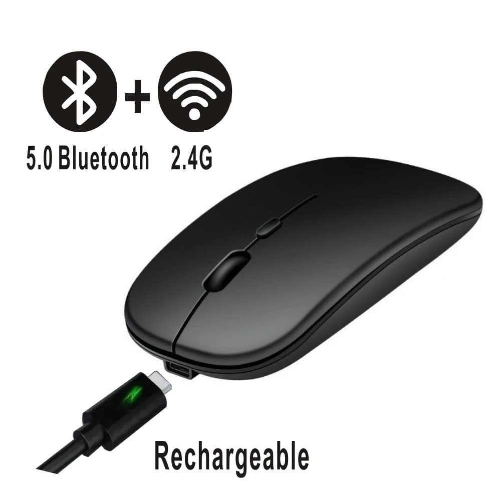 Ergonomic Gaming Mouse | Wireless Bluetooth & USB 2.4GHz | Silent Rechargeable Design for PC & Laptop - Thumbnail 2