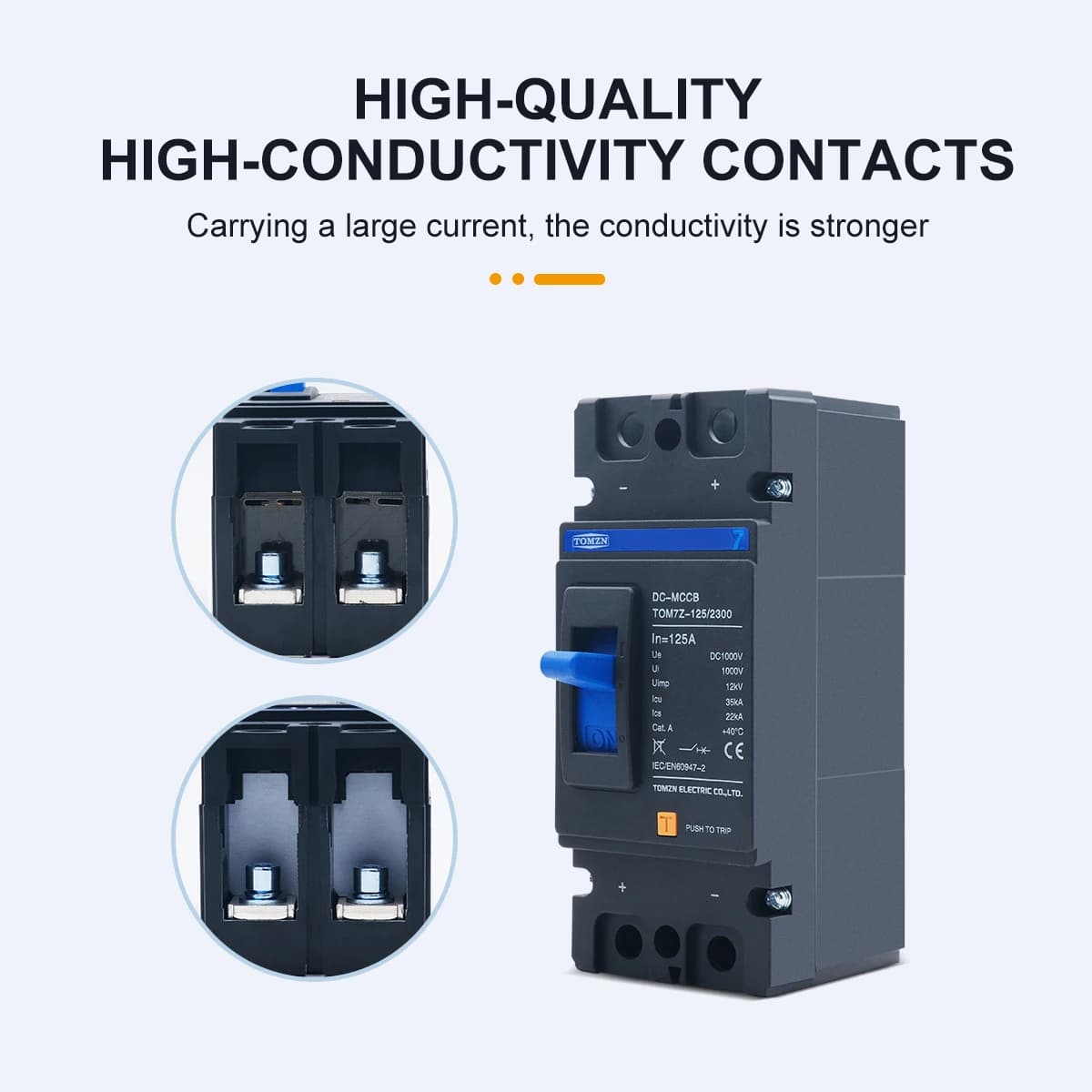 TOMZN 2P DC 1000V MCCB DC Solar Molded Case Circuit Breaker MCCB Overload Protection Switch Protector for Solar Photovoltaic PV - Thumbnail 4