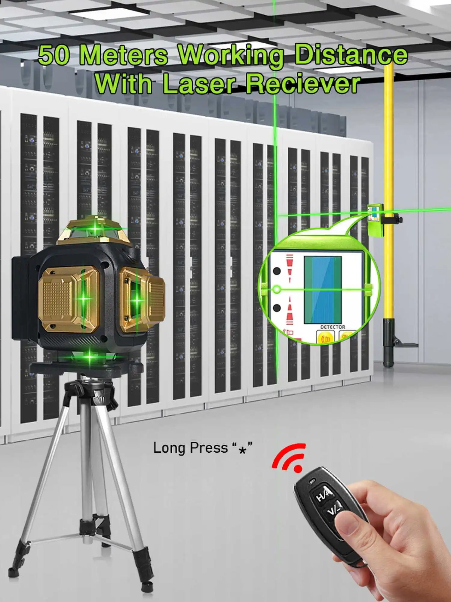 12/16-Line 4D Green Laser Level | 360° Rotation | High-Precision Vertical/Horizontal Lines - Thumbnail 6