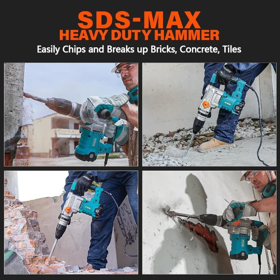 1-9/16 SDS-Max Rotary Hammer Drill | 13 Amp Motor | Vibration Control & Demolition Power - Thumbnail 5