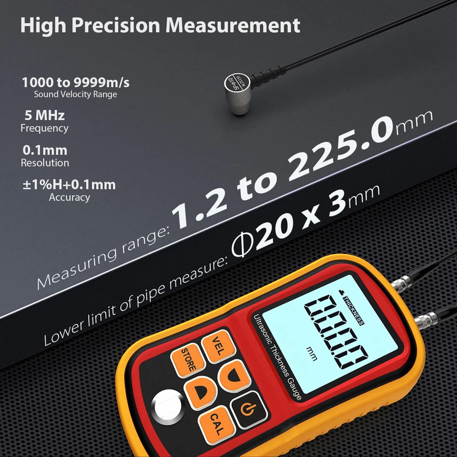 Ultrasonic Thickness Gauge | 1.0-300mm Range | Multi-Material Paint & Metal Tester - Thumbnail 4