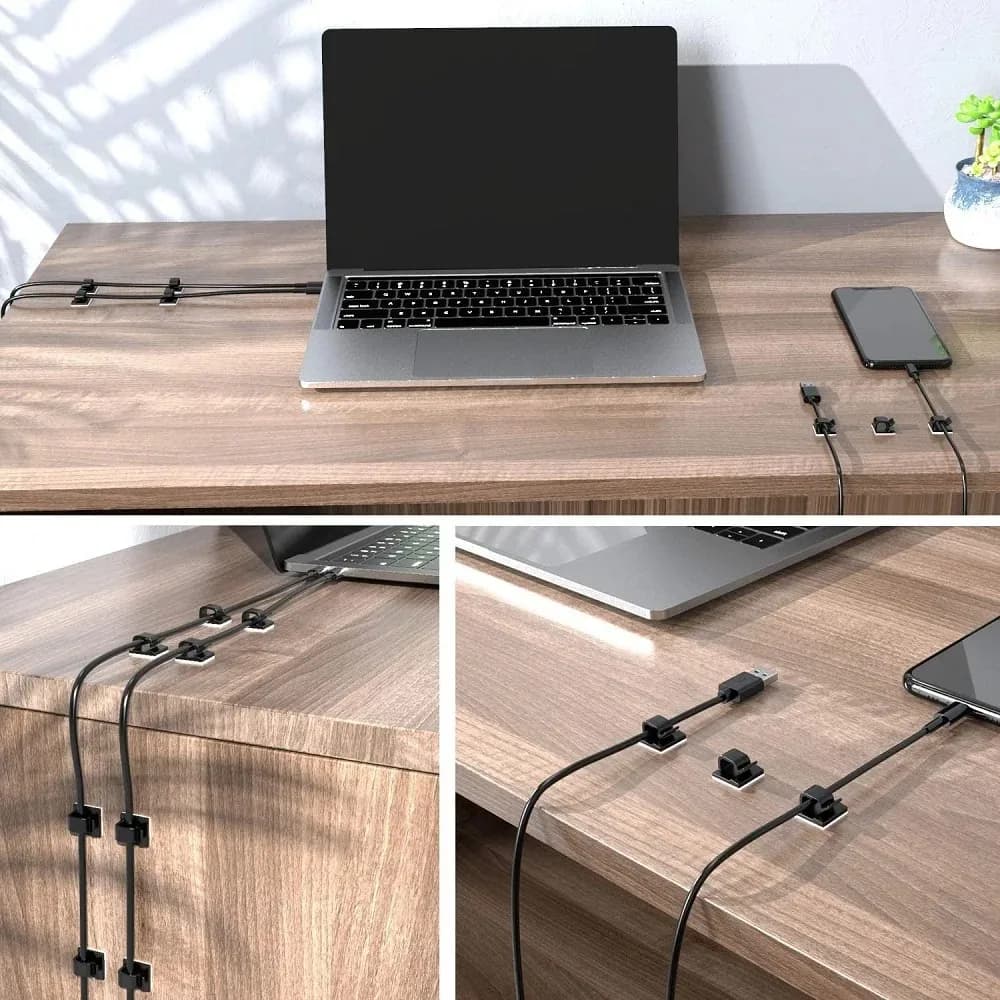 Self-Adhesive Cable Management Clips | Cord Organizer for Home & Office | Wire Concealment Kit - Thumbnail 2