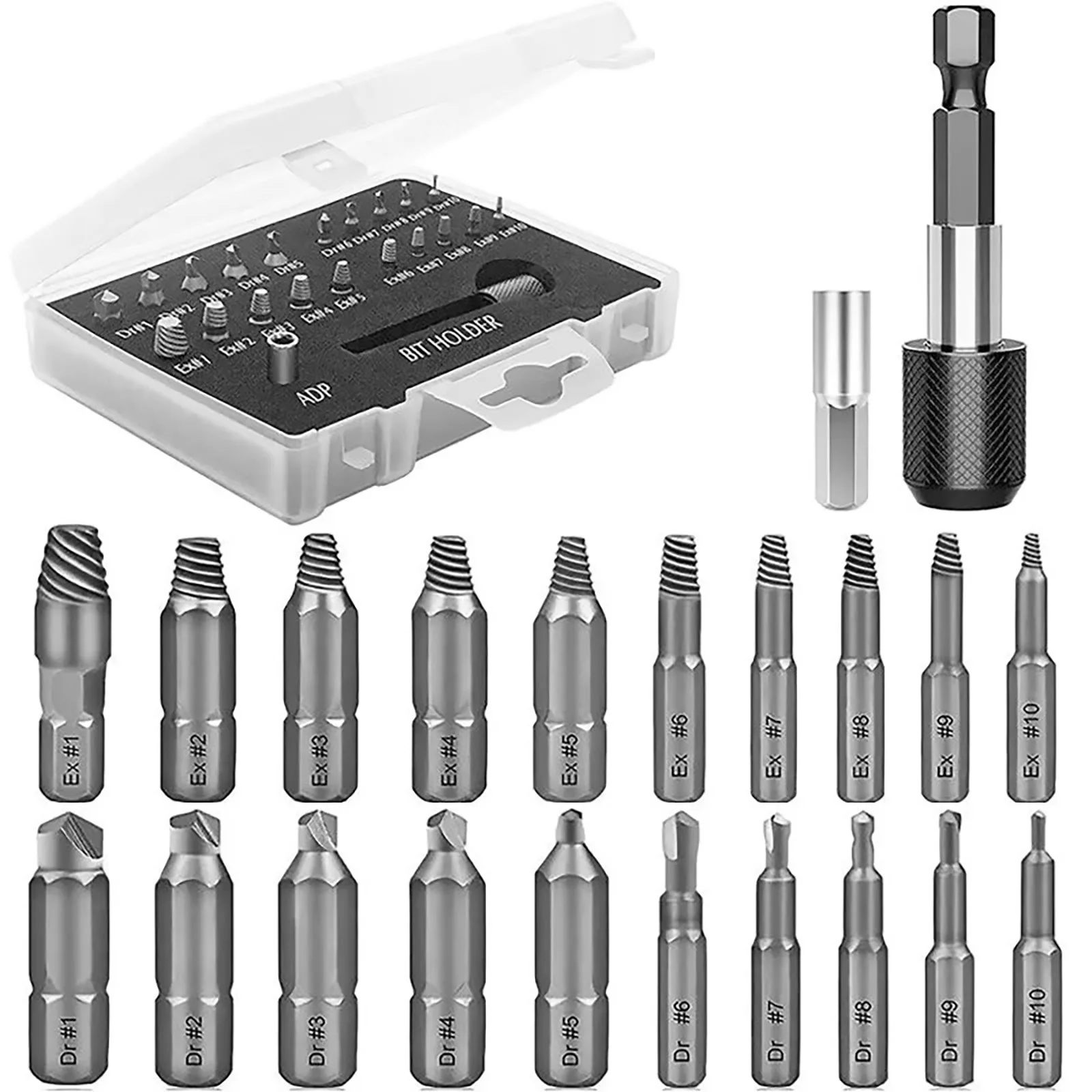 Screw Extractor Kit | 22-Piece 1/4 Damaged Bolt Removal Set | High-Grade Drill Bits - Thumbnail 5