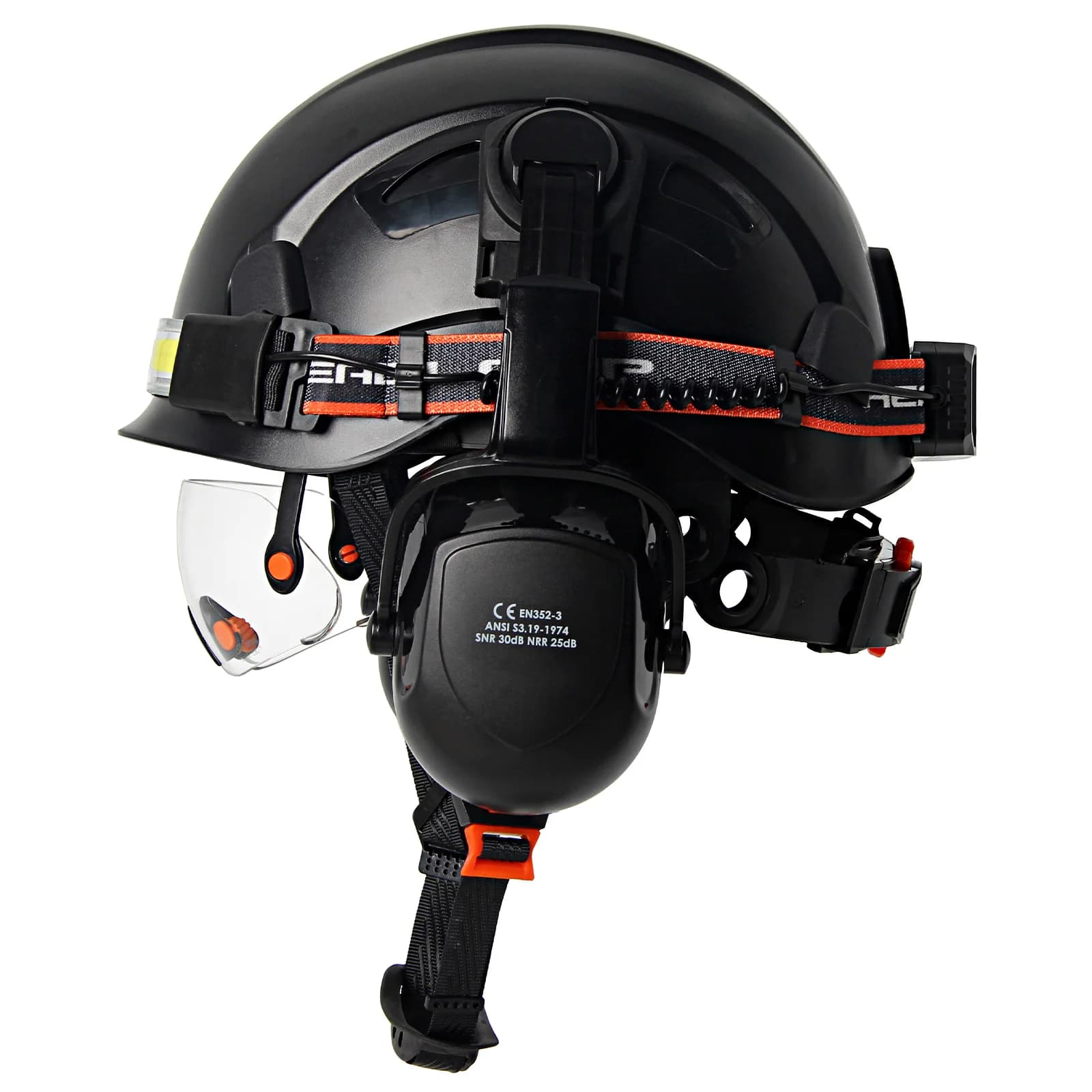 Safety Helmet | Integrated Goggles & Earmuffs | Lightweight ANSI Hard Hat for Work - Thumbnail 2