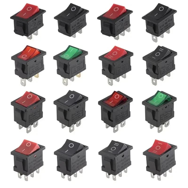Rocker Switch | KCD1 Series | 6A 250V AC | Illuminated Red/Green ON-OFF Power Control - Thumbnail 2