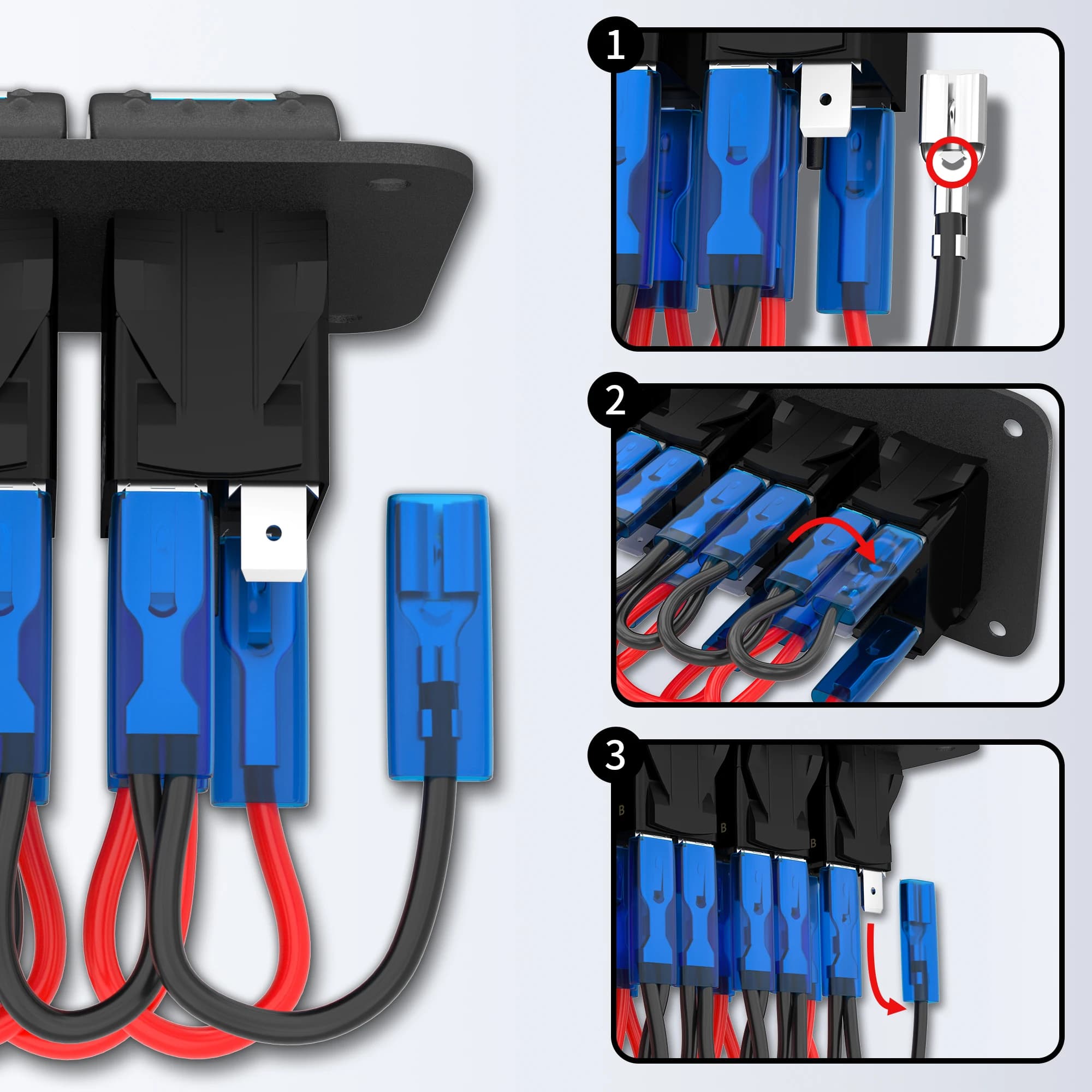 Marine-Grade 7-Gang Rocker Switch Panel | Waterproof with USB Charger & Voltmeter - Thumbnail 2