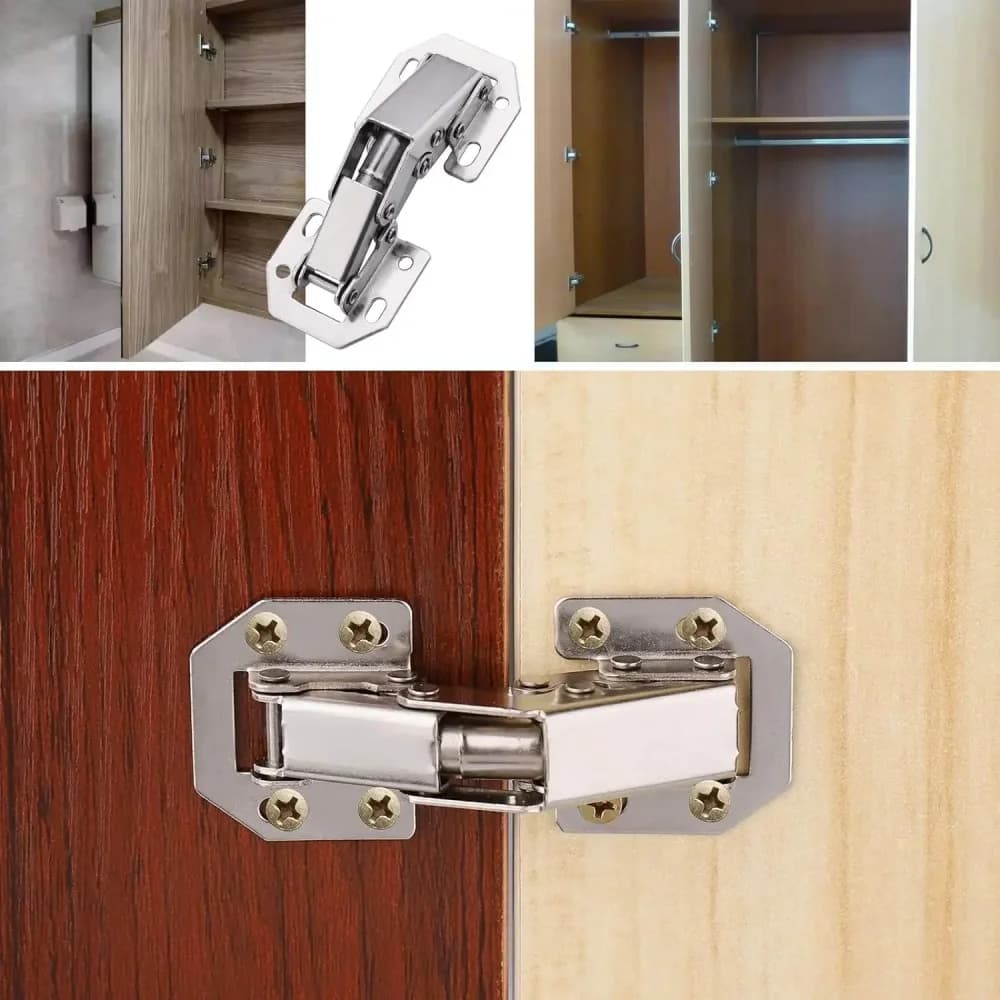 Buffer Cabinet Hinges | No-Drilling Soft Close | 10-Pack 90° Steel Hinges - Thumbnail 6