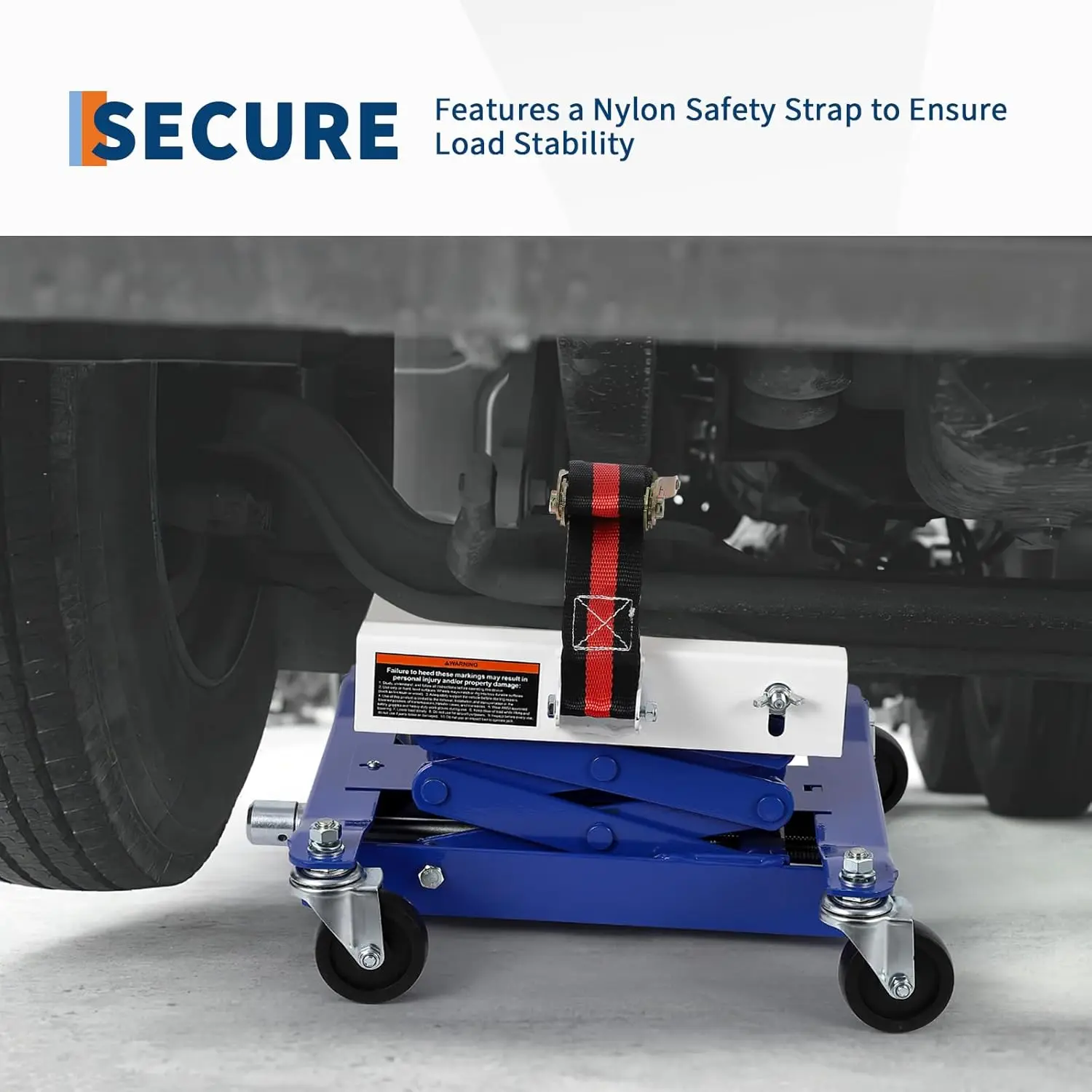 450lb Hydraulic Transmission Jack | Low-Profile Design with Safety Straps for Auto Repair - Thumbnail 4