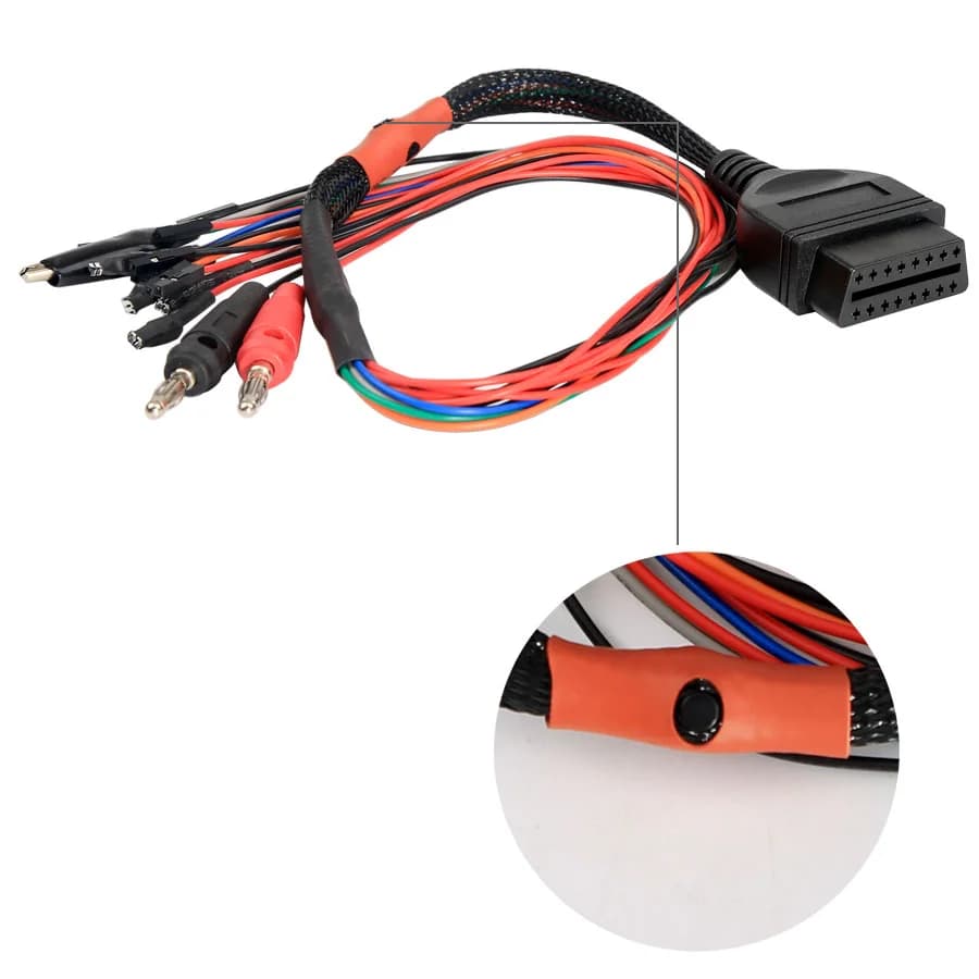 OBD2 Diagnostic Adapter MPPS V21 with Tricore cable, ECU pinout cable, and 12V switch for professional automotive ECU programming.