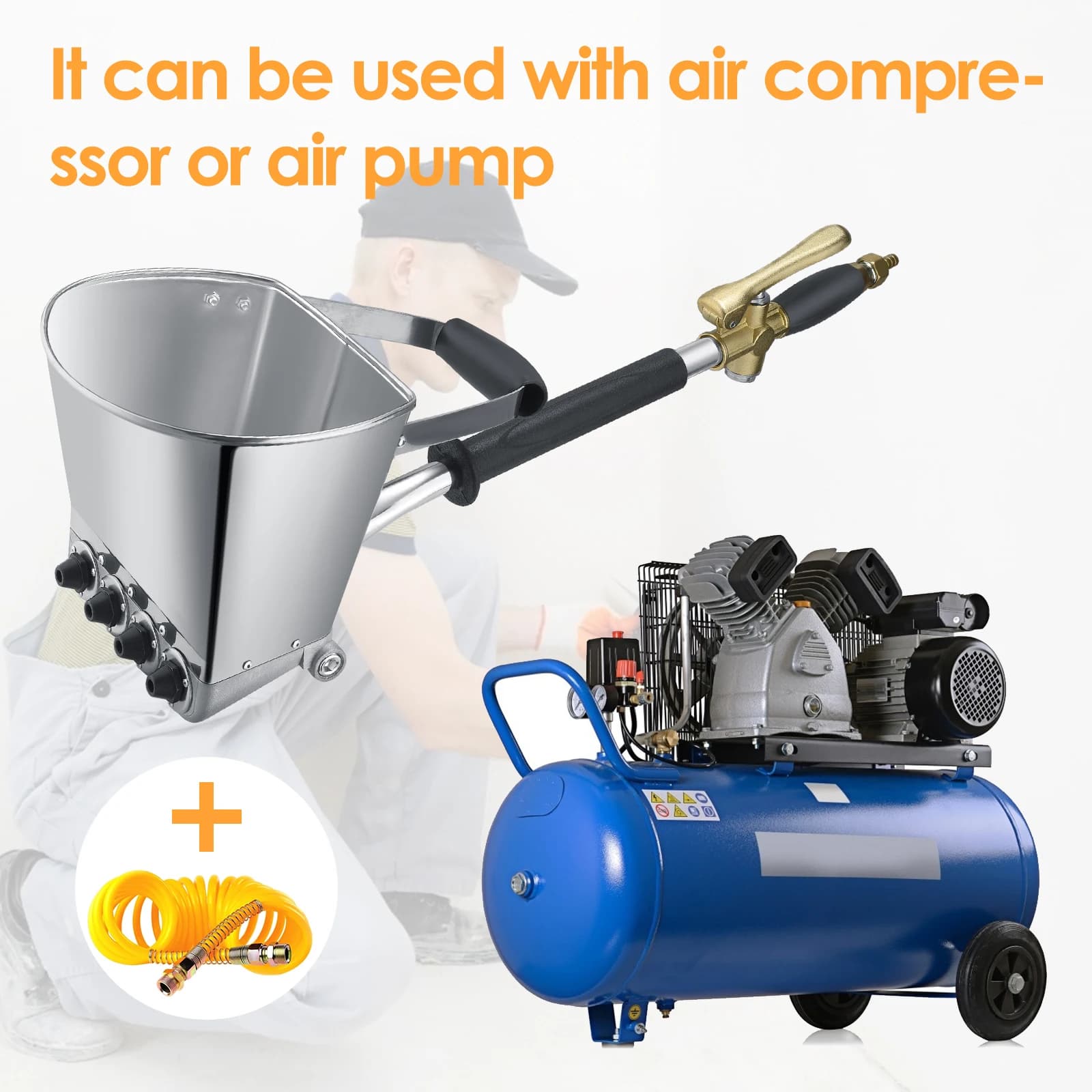4 Jet Mortar Spray Gun | Hopper Design | Wall Cement & Plaster Application - Thumbnail 6