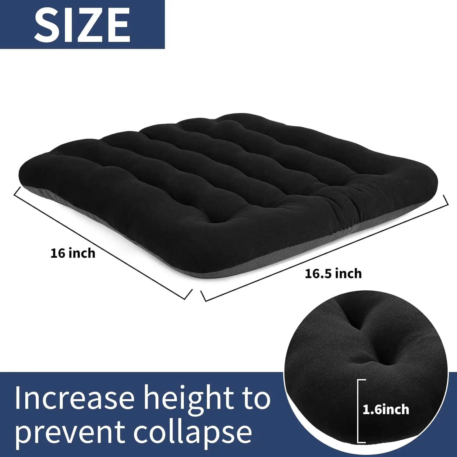 Non-Slip Velvet Seat Cushion | Soft Padded Office Chair Pad | Comfort Support for Desk & Kitchen - Thumbnail 2