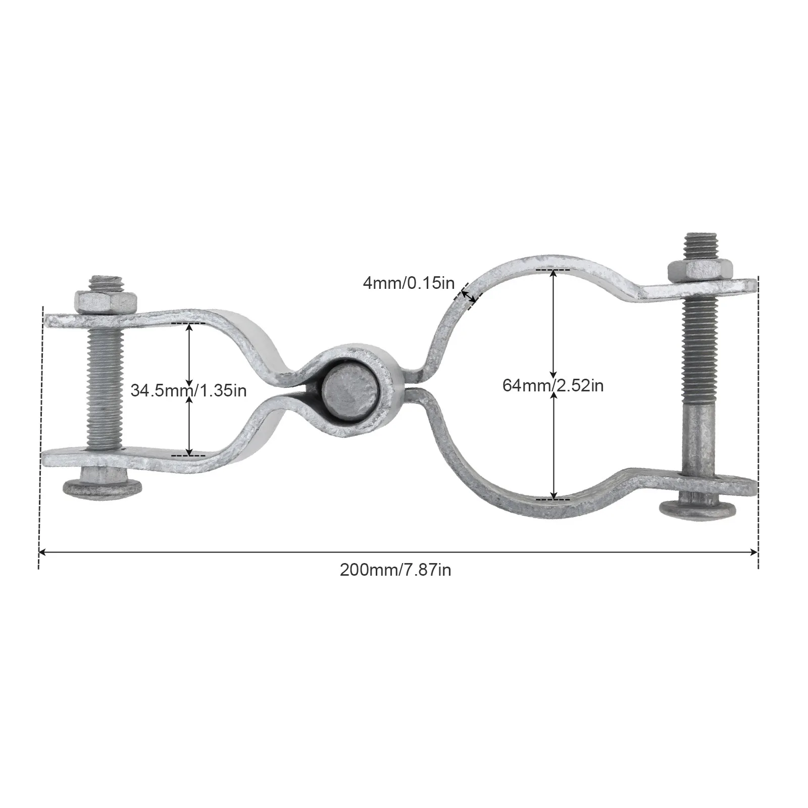Duty Gate Hinges | 2pcs Chain Link Fence Post Set | 1-3/8 x 2-3/8 Male/Female Hinges - Thumbnail 3