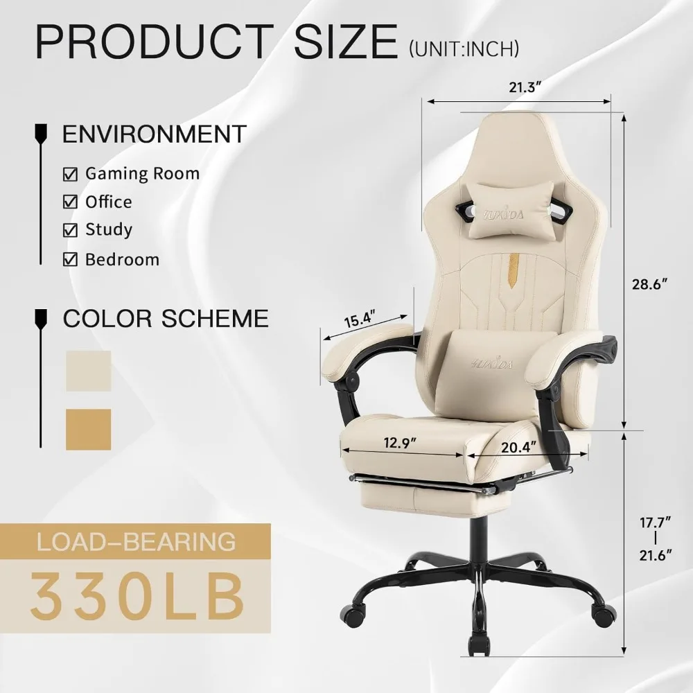 Gaming Chair | Adjustable Rocker Recliner with Lumbar Cushion | Premium Video Gaming Experience - Thumbnail 3