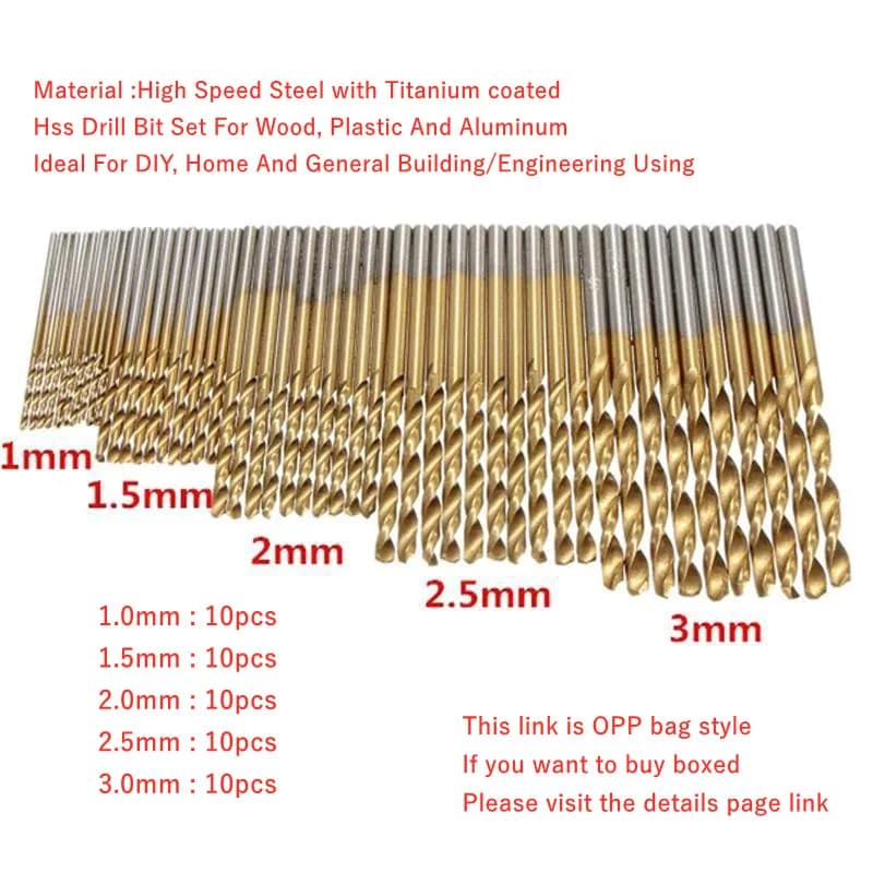 Titanium-Coated Screw Extractor Set | 5-Piece HSS Drill Bits (1-3mm) for Metal & Wood - Thumbnail 4