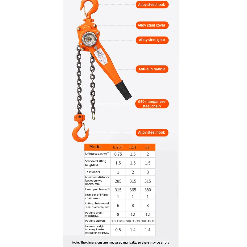 2 Ton Ratchet Chain Hoist | Manual Pulley Block | Wire Rope Tensioner - Thumbnail 6