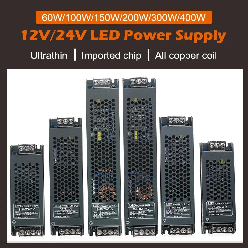 LED Power Supply | 60W-400W 12V/24V Driver for LED Strip Lighting | Dimmable Transformer - Thumbnail 2