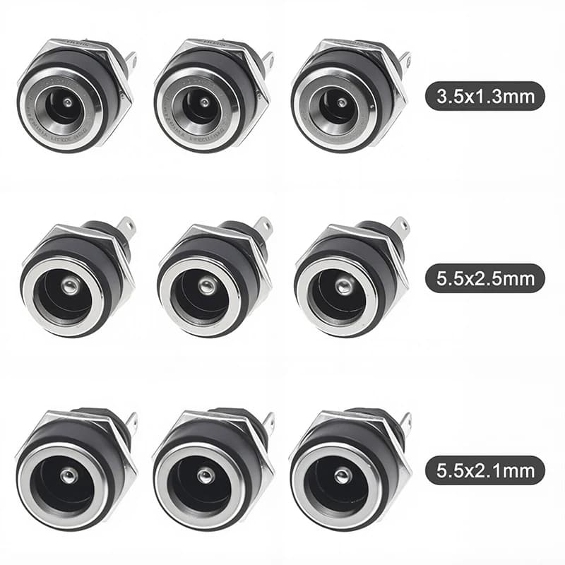 DC Power Jack Connector Kit | 5.5x2.1mm Panel Mount Socket & Plug Adapter | 10-Piece Set - Thumbnail 2