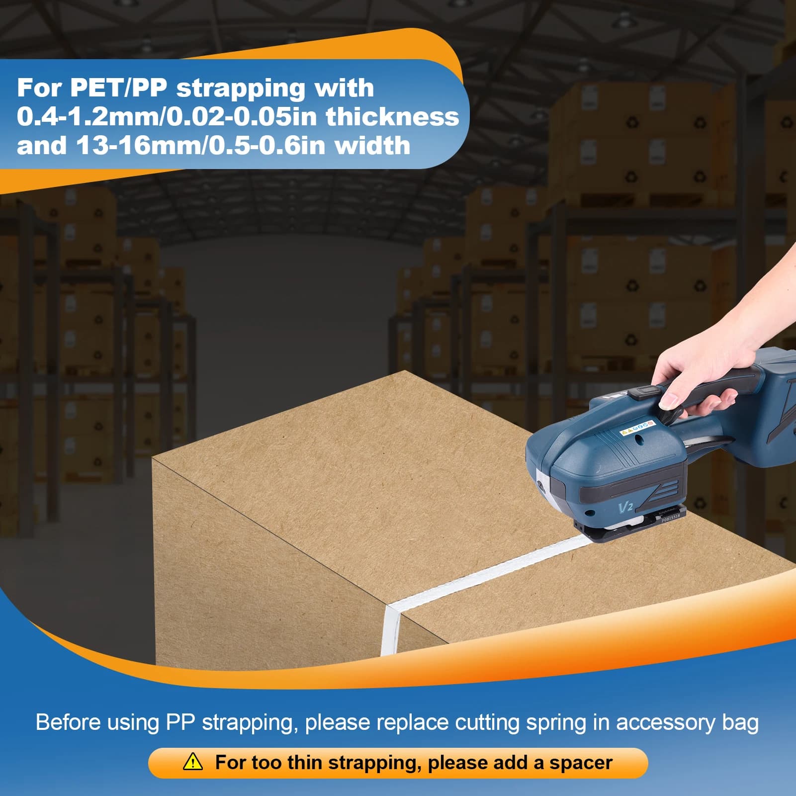 Automatic Strapping Machine | Battery-Powered Tensioner for PP & PET Bands | LCD Display - Thumbnail 3