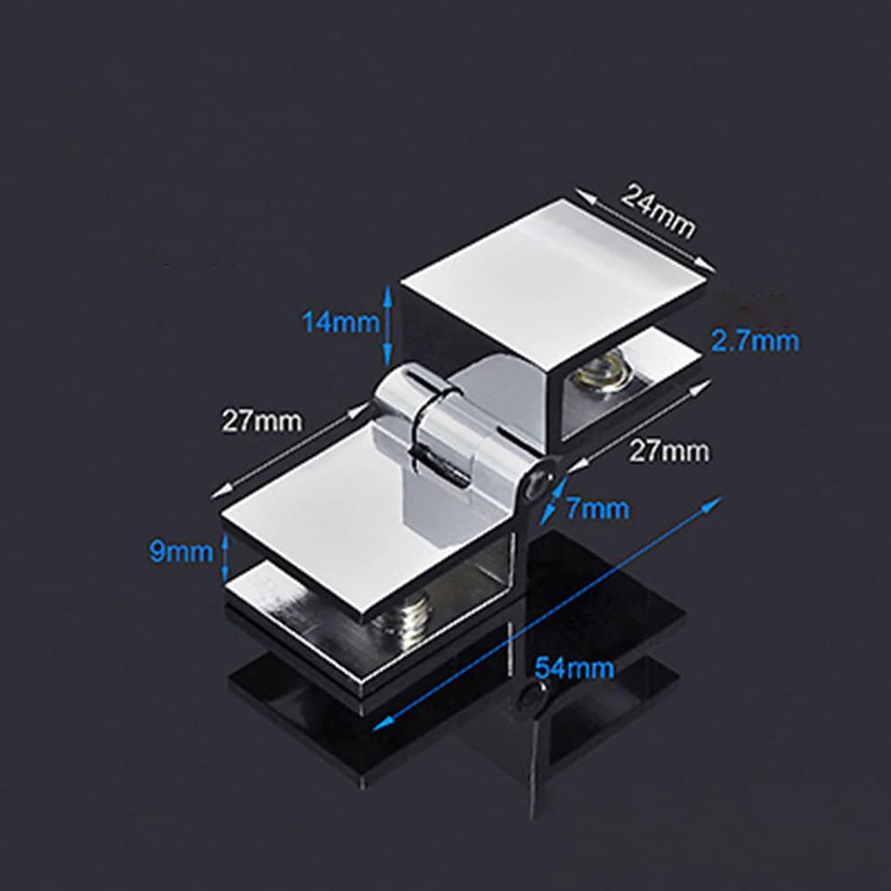 No-Hole Glass Door Hinges | Single & Double Sides Clamp | Shower Door Hardware Parts - Thumbnail 2