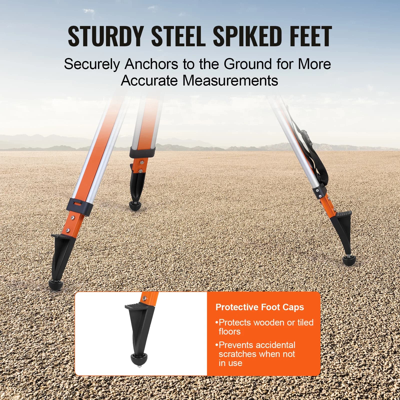 Heavy-Duty Survey Tripod | Thread Mount Height Adjustment | Integrated Level Bubble & Diffusion Limiter - Thumbnail 4