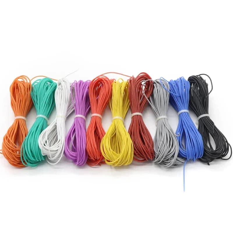 Ultra soft silicone wire spool with high temperature rating, available in 1M and 5M lengths for electronics and DIY projects.