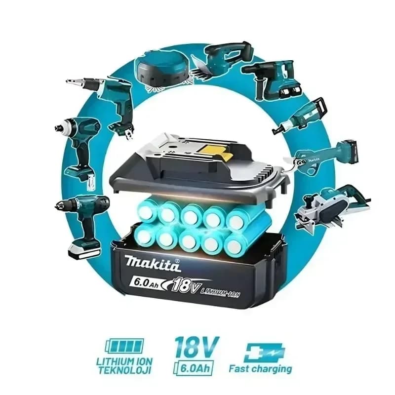 Makita 18V 6.0Ah Lithium-Ion Battery | High-Energy Density | Extended Runtime for Power Tools - Thumbnail 4