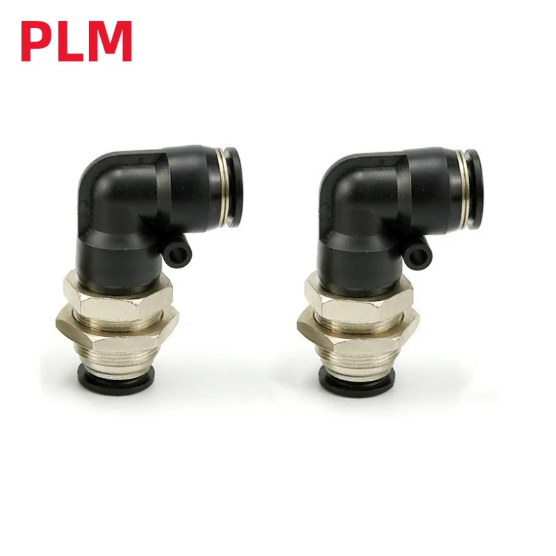 Right-Angle Pneumatic Fittings | Quick-Connect L-Shaped Bulkhead Adapter | 4-12mm Sizes - Thumbnail 2