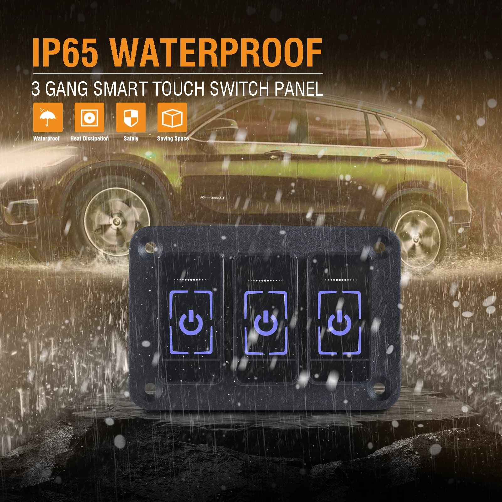 Marine-Grade Switch Panel | 12V/24V Touchscreen Control with USB Charger & Voltmeter - Thumbnail 3