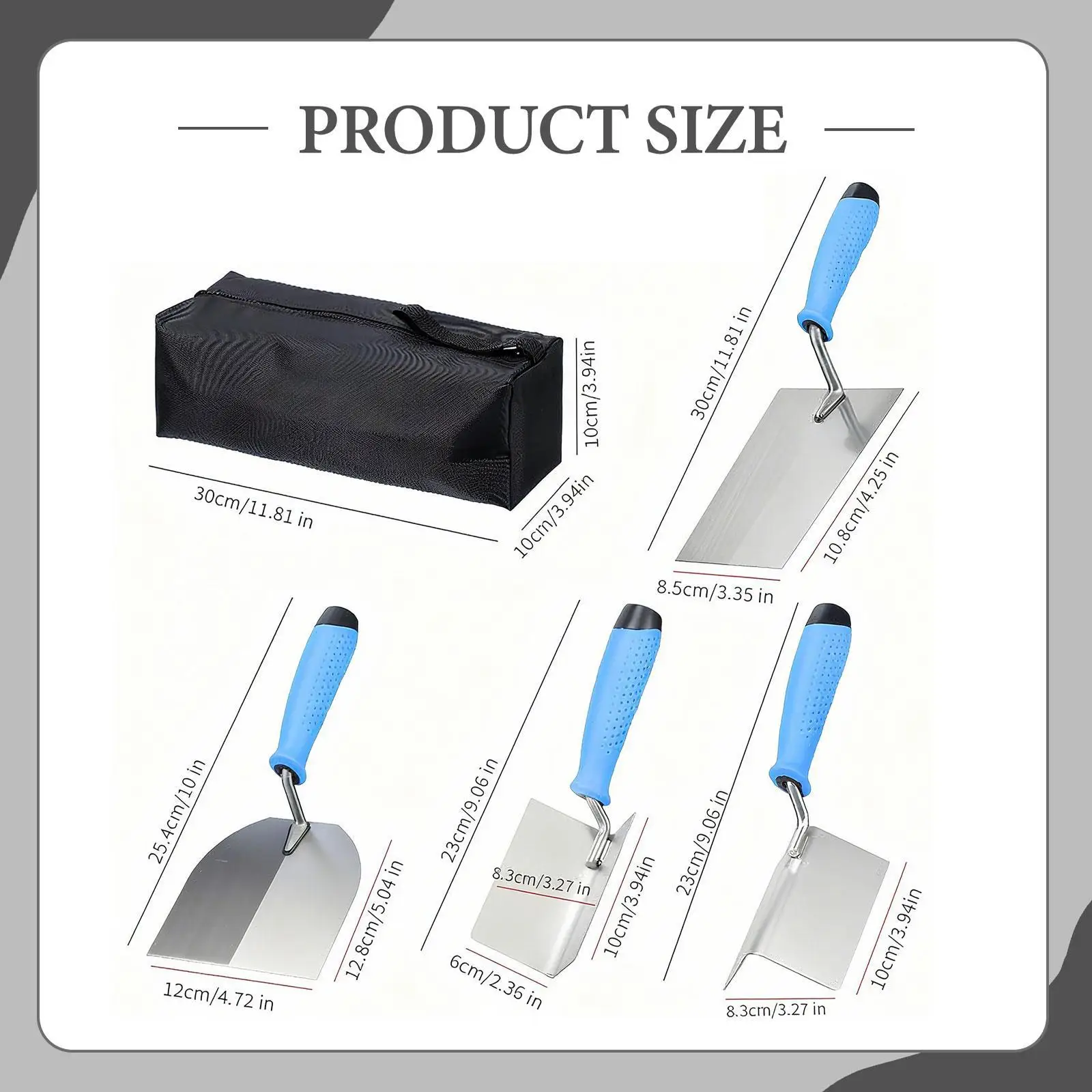 Plastering Trowel Set | 4-Piece Stainless Steel | Drywall & Concrete Finishing Tools - Thumbnail 3