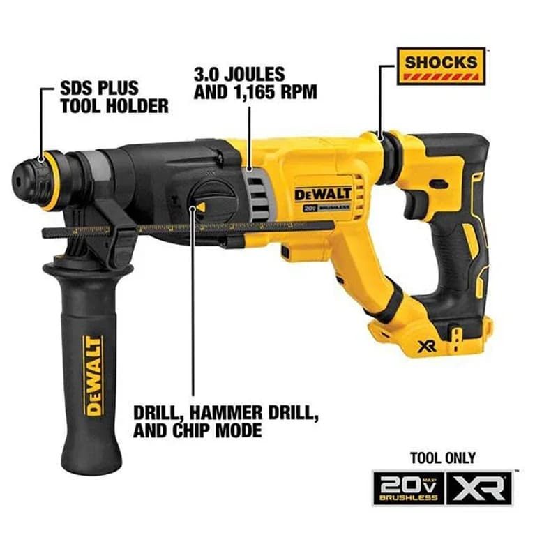 DeWalt DCH263 20V Cordless SDS Rotary Hammer | Brushless Motor for Concrete & Masonry Drilling - Thumbnail 3