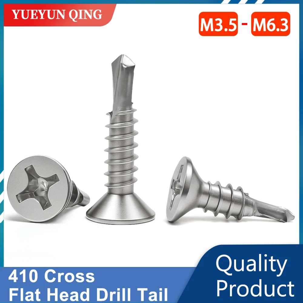 Phillips Drilling Screws | 410 Stainless Steel | Countersunk Self Tapping Fasteners - Thumbnail 2