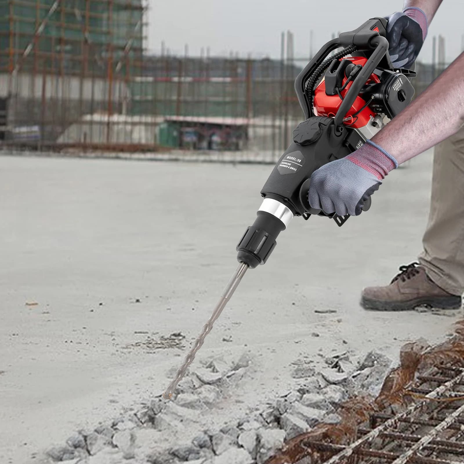 33cc Demolition Jackhammer | 2-Stroke Gas-Powered | Heavy-Duty Drilling & Crushing - Thumbnail 5