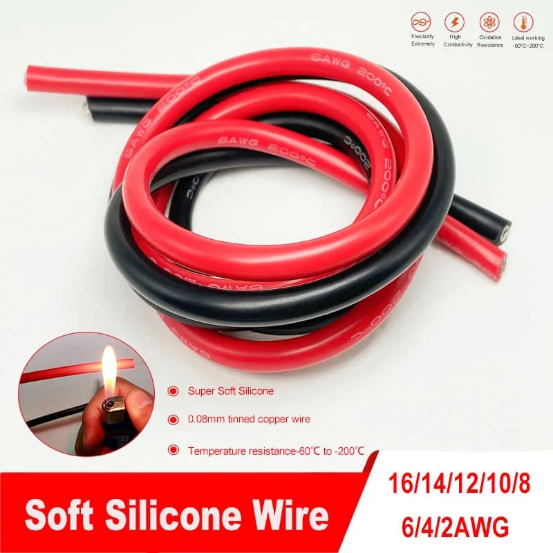Premium-Grade Silicone Wire | Heat-Resistant 2-16 AWG Stranded Copper | For RC Cars & Drones - Thumbnail 2